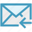 email, left arrow, letter, mail, message, receive 