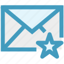 envelope, favorite, letter, mail, message, star 