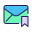 bookmark, communication, email, mail, mark, message 