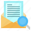 communications, envelope, message, note, search 
