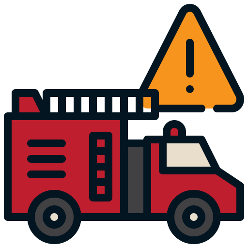 Fire, fighter, truck, exclamation, caution, emergency icon - Download on Iconfinder