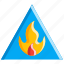 fire, flame, hazard sign, safety, warning 