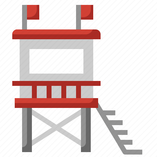 Lifeguard, tower, red, flag, lifesaver, stand, help icon - Download on Iconfinder