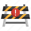 barrier, road, block, traffic, warning, sign 