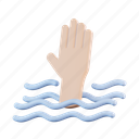 drown, water, sign, drowning, danger, hand