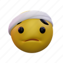 face, with, head, bandage, emoji 
