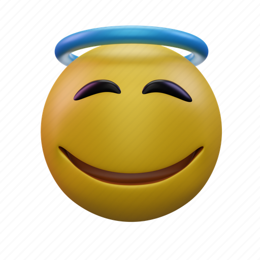 Smiling, face, with, halo, emoji 3D illustration - Download on Iconfinder