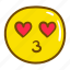 emoji, kiss, love, happy 