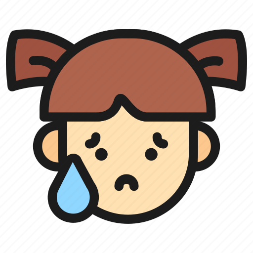 Emoji, girl, child, user, avatar, emoticon, sweating icon - Download on Iconfinder