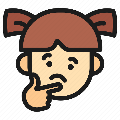 Emoji, girl, child, user, avatar, emoticon, thinking icon - Download on Iconfinder