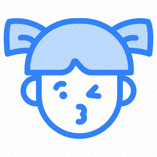 Emoji, girl, child, kiss, avatar, emoticon, winking icon - Download on Iconfinder