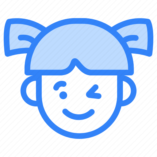 Emoji, girl, child, kiss, avatar, emoticon, winking icon - Download on Iconfinder
