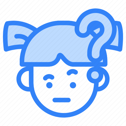 Emoji, girl, child, user, avatar, emoticon, question icon - Download on Iconfinder