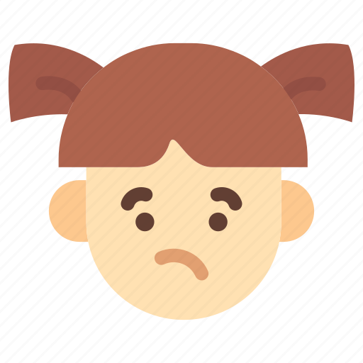 Emoji, girl, child, user, avatar, emoticon, sad icon - Download on Iconfinder