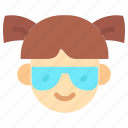 emoji, girl, child, user, woman, avatar, emoticon, sunglasses, cool
