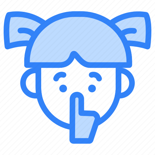 Emoji, girl, child, avatar, emoticon, shh, silent icon - Download on Iconfinder
