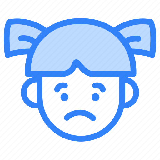 Emoji, girl, child, user, avatar, emoticon, sad icon - Download on Iconfinder