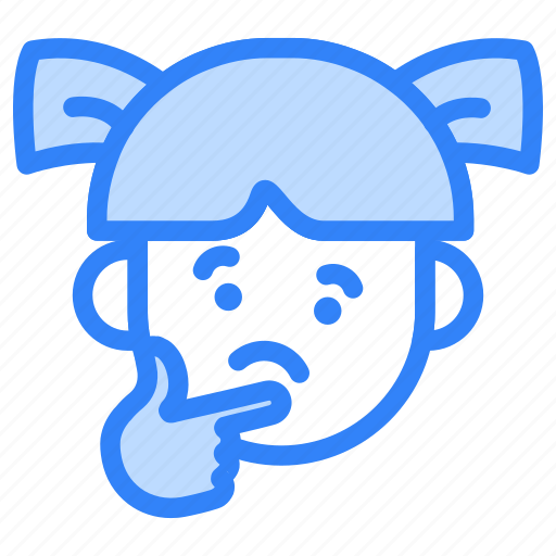 Emoji, girl, child, user, avatar, emoticon, thinking icon - Download on Iconfinder