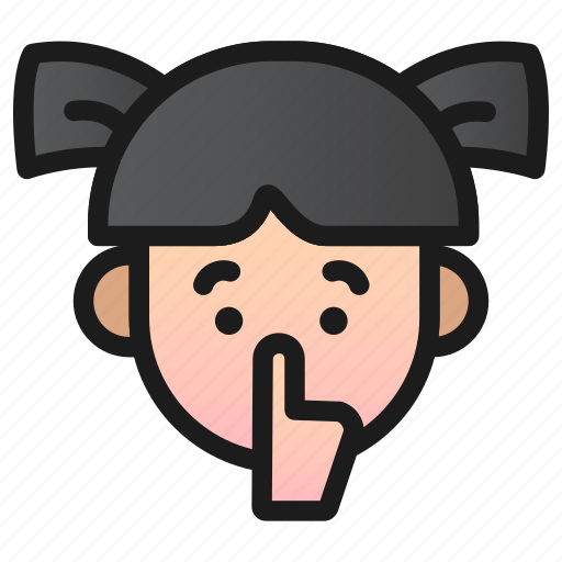 Emoji, girl, child, avatar, emoticon, shh, silent icon - Download on Iconfinder