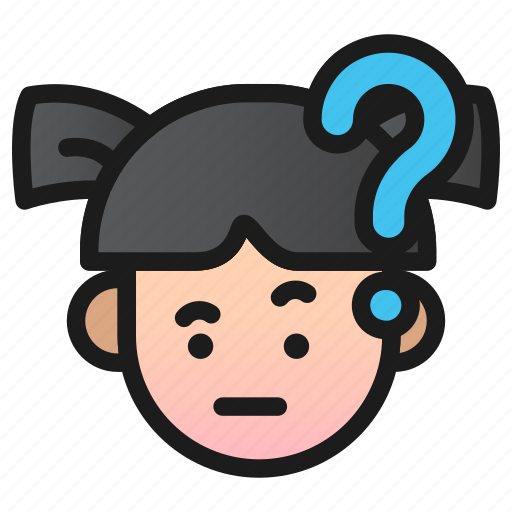 Emoji, girl, child, user, avatar, emoticon, question icon - Download on Iconfinder