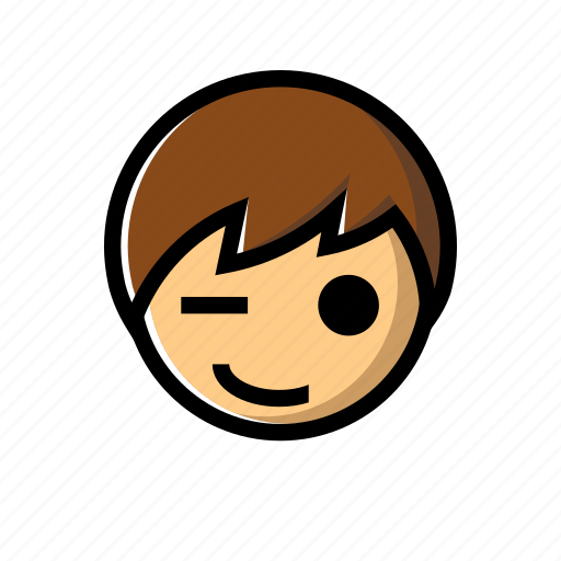 Boy, happy, playfull, smile, wink icon - Download on Iconfinder