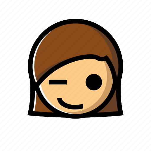 Girl, happy, smile, wink icon - Download on Iconfinder