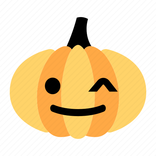 Cute Emoji Halloween Happy Pumpkin Smile Wink Icon