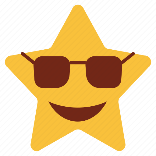 Cartoon, emoji, emotion, glasses, happy, smile, star icon - Download on Iconfinder