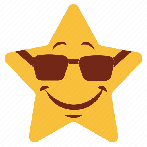 Cartoon, emoji, emotion, glasses, happy, smile, star icon - Download on Iconfinder