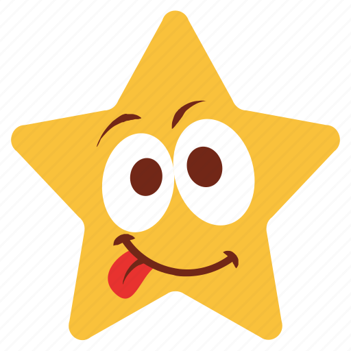 Cartoon, emoji, emotion, happy, smile, star, tongue icon - Download on Iconfinder