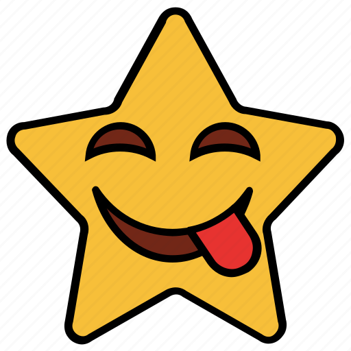Cartoon, emoji, emotion, happy, smile, star, tongue icon - Download on Iconfinder