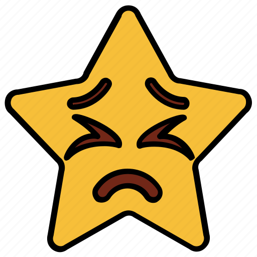 Bemused, cartoon, character, emoji, emotion, star, upset icon - Download on Iconfinder