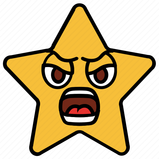 Angry, annoyed, cartoon, character, emoji, emotion, star icon - Download on Iconfinder