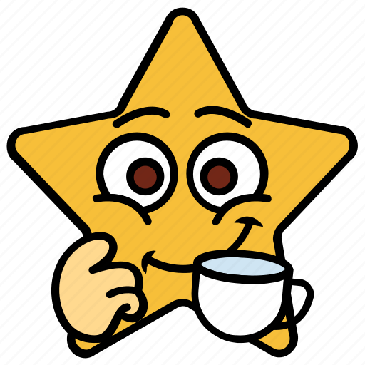 Cartoon, character, cup, drink, emoji, emotion, star icon - Download on Iconfinder
