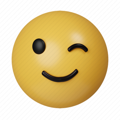 Emoji, blink, emoticon, smile, playful, emotion, joy 3D illustration - Download on Iconfinder