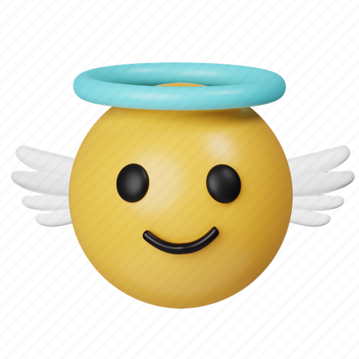 Smiley, angel, heaven, holy, god, emoticon, emotion 3D illustration - Download on Iconfinder