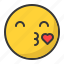 emoji, emoticon, heart, in love, kiss 