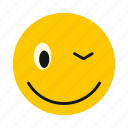 character, emoticon, emotion, happy, smile, smiley, winking