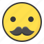 emoji, emoticon, expression, face, mustache 