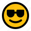 cool, emoticon, face, emoji, character, yellow, expression, facial, avatar 
