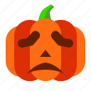 emoji, emoticon, halloween, lantern, pumpkin, sad, spooky 
