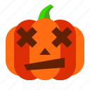 confuse, emoji, emoticon, halloween, lantern, pumpkin, spooky 