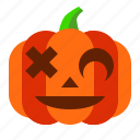 crazy, emoji, emoticon, halloween, lantern, pumpkin, spooky