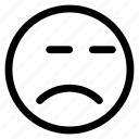 emoji, emoticon, expression, face, line, outline, sad