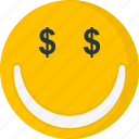 emoticons, face, happy, money, smile, smiley, dollar