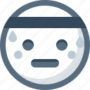emoticon, face, smile, smiley, sport, sweating 