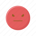 angry, character, emoticon, expression, face, red 