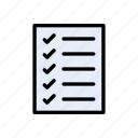 checklist, document, page, tasklist, tick