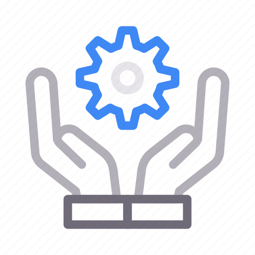 Cogwheel, gear, hand, protection, setting icon - Download on Iconfinder