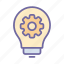 gear, bulb, idea, creative, innovation, solution 